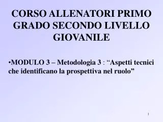 corso allenatori primo grado secondo livello giovanile