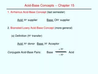 Acid-Base Concepts -- Chapter 15