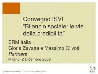 Convegno ISVI “Bilancio sociale: le vie della credibilità&quot;