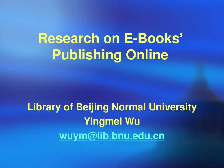 research on e books publishing online