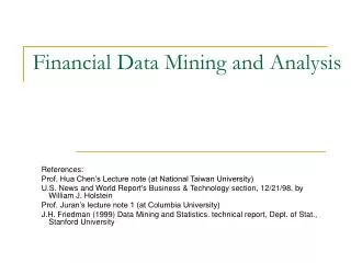 Financial Data Mining and Analysis