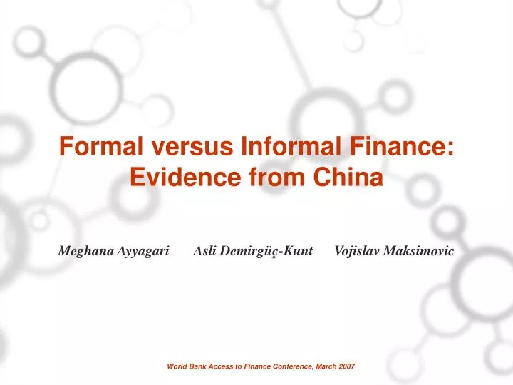 formal versus informal finance evidence from china
