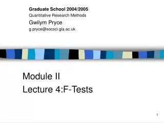 Module II Lecture 4:F-Tests