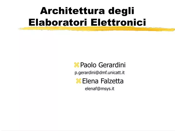 architettura degli elaboratori elettronici