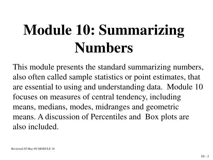 module 10 summarizing numbers