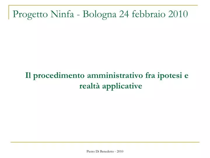 progetto ninfa bologna 24 febbraio 2010