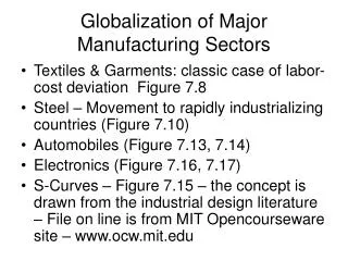 Globalization of Major Manufacturing Sectors