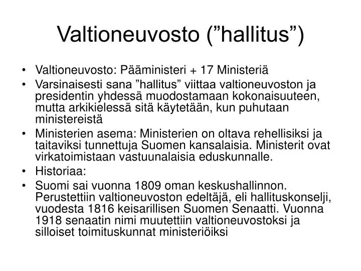 valtioneuvosto hallitus