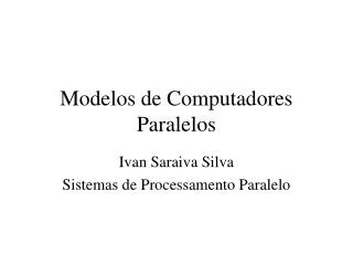 Modelos de Computadores Paralelos
