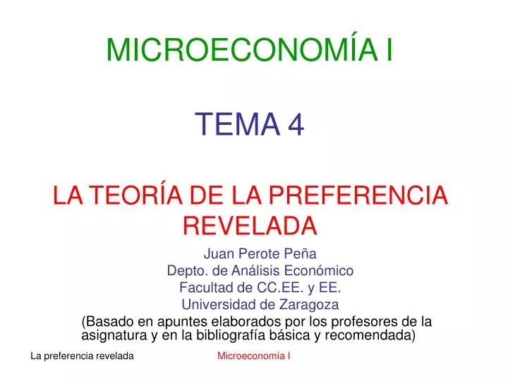 microeconom a i tema 4 la teor a de la preferencia revelada