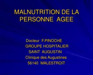 malnutrition de la personne agee
