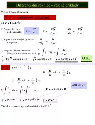 Diferenciální rovnice – řešené příklady
