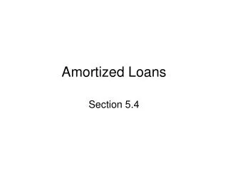 Amortized Loans