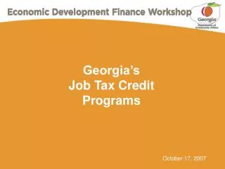 Georgia’s Job Tax Credit Programs