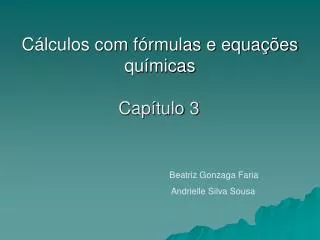 c lculos com f rmulas e equa es qu micas