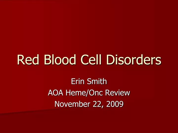 red blood cell disorders