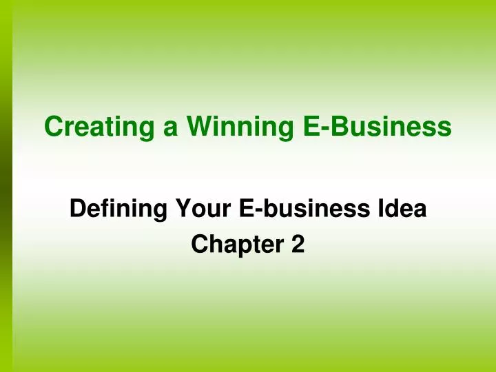 creating a winning e business