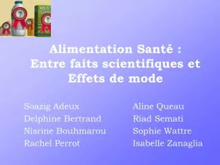alimentation sant entre faits scientifiques et effets de mode