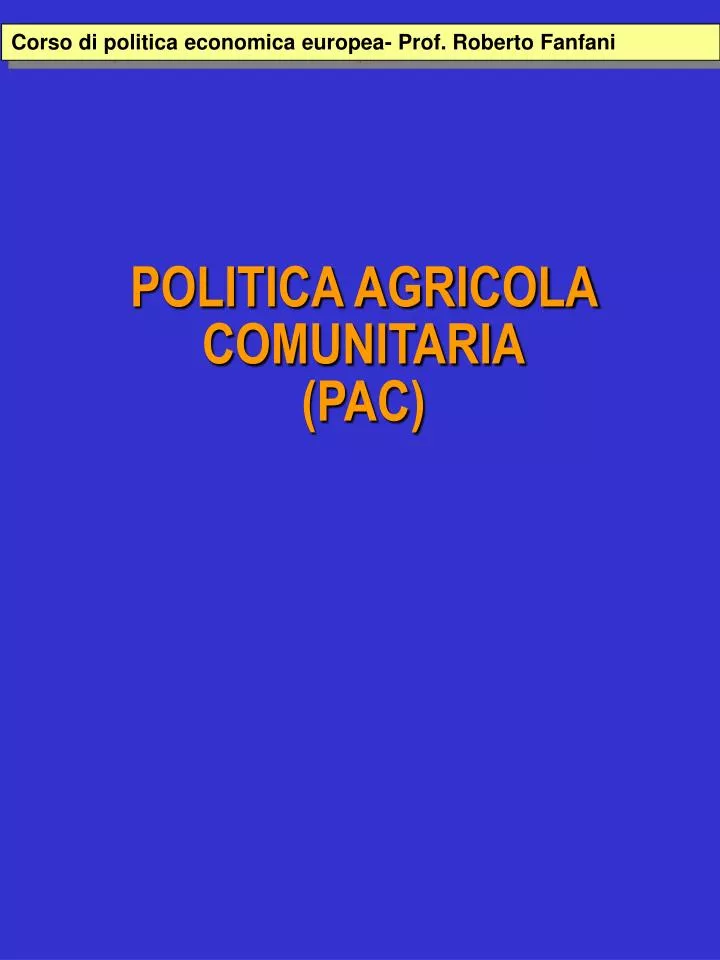 politica agricola comunitaria pac