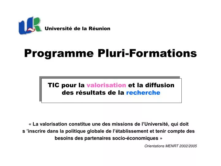 programme pluri formations