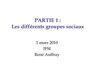 partie 1 les diff rents groupes sociaux