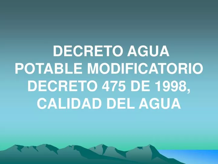 decreto agua potable modificatorio decreto 475 de 1998 calidad del agua
