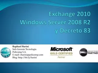 exchange 2010 windows server 2008 r2 y decreto 83