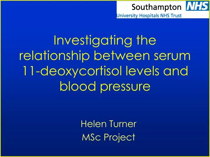 investigating the relationship between serum 11 deoxycortisol levels and blood pressure