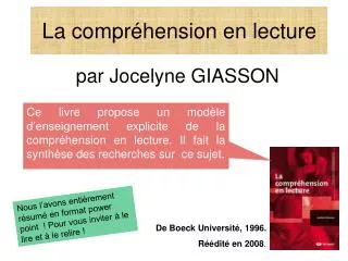 la compr hension en lecture