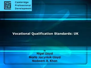Vocational Qualification Standards: UK