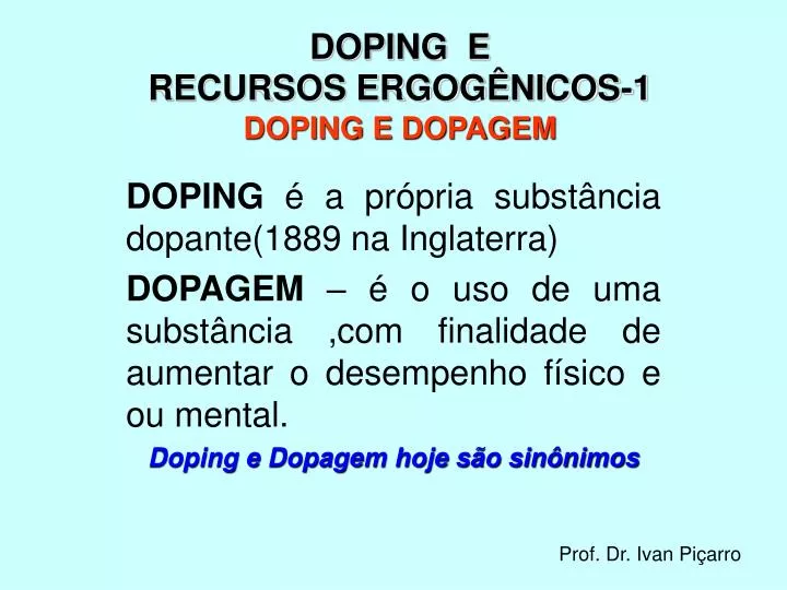 doping e recursos ergog nicos 1 doping e dopagem