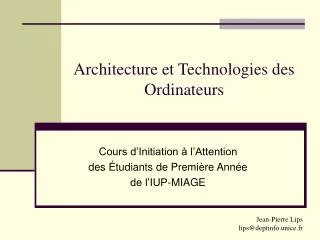architecture et technologies des ordinateurs