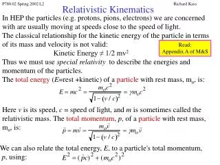 Relativistic Kinematics