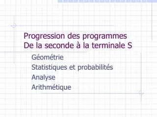 progression des programmes de la seconde la terminale s