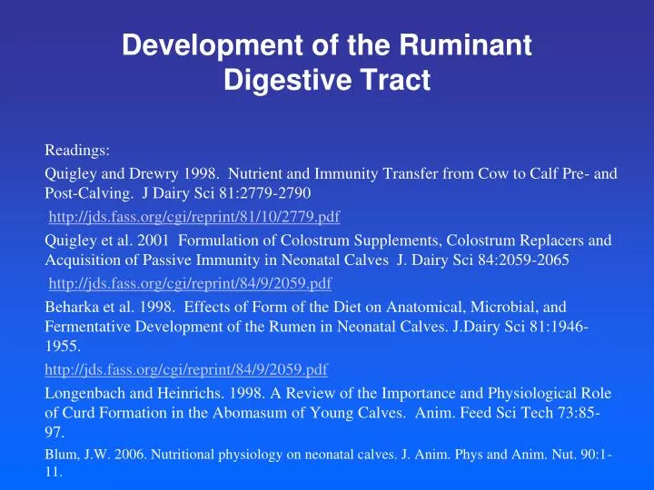 development of the ruminant digestive tract