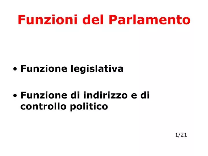 funzioni del parlamento