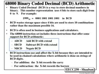 68000 Binary Coded Decimal (BCD) Arithmetic