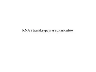 RNA i transkrypcja u eukariontów