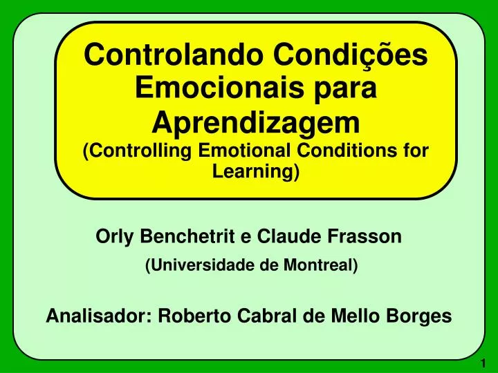 controlando condi es emocionais para aprendizagem controlling emotional conditions for learning