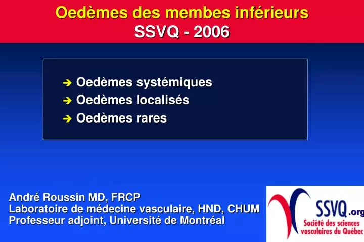 oed mes des membes inf rieurs ssvq 2006