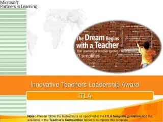 Innovative Teachers Leadership Award ITLA