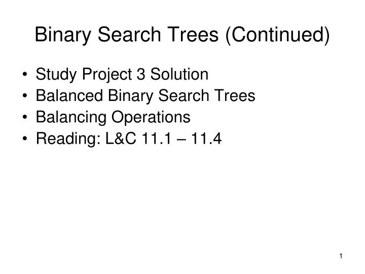 binary search trees continued