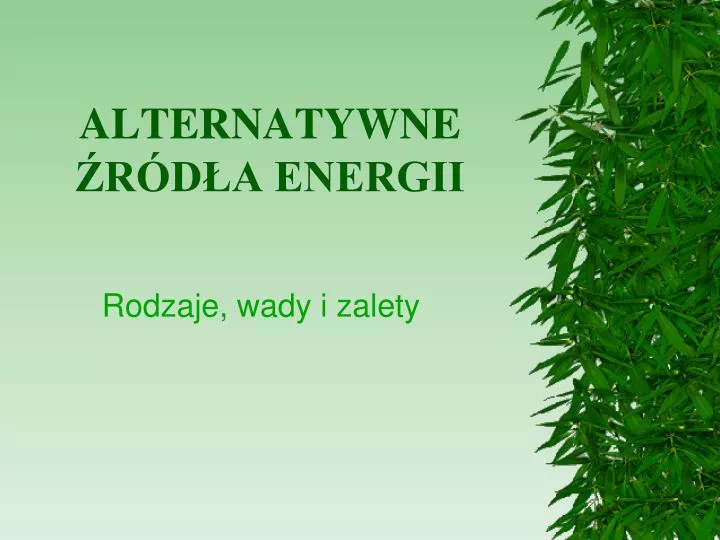 alternatywne r d a energii