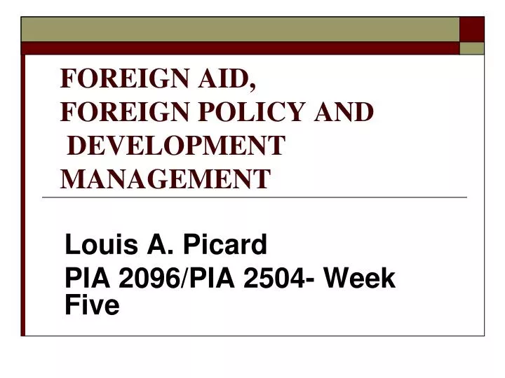 foreign aid foreign policy and development management