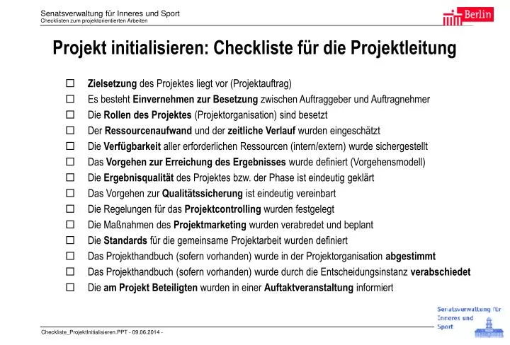 projekt initialisieren checkliste f r die projektleitung