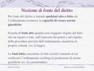 Nozione di fonte del diritto