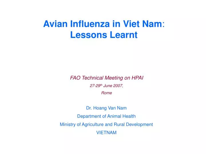 avian influenza in viet nam lessons learnt