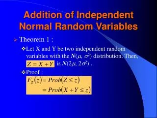 Addition of Independent Normal Random Variables