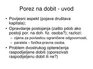 porez na dobit uvod