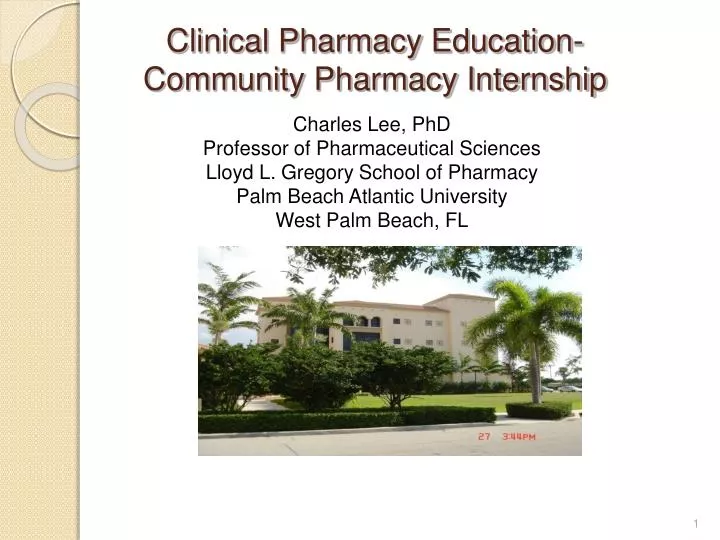clinical pharmacy education community pharmacy internship